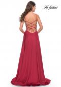 Picture of: A Line Satin Gown with Ruching and Square Neckline in Red, Style: 31105, Detail Picture 5
