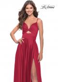 Picture of: Satin A-Line Gown with Cut Out and Twist Bodice in Red, Style: 31193, Style: 31193