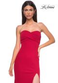 Picture of: Simple Strapless Jersey Dress with Criss Cross Bodice in Red , Style 32863, Detail Picture 5