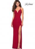 Picture of: Form Fitting Jersey Prom Dress with Criss Cross Back in Red, Style: 27622, Detail Picture 6