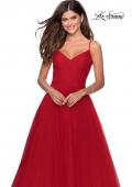 Picture of: Long Tulle Pleated Bodice Prom Gown with Pockets in Red, Style: 28123, Detail Picture 6