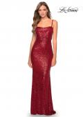 Picture of: Long Sequin Prom Dress with Straight Neckline in Red, Style: 28698, Detail Picture 6