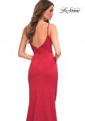 Picture of: Simple Thick Jersey Gown with High Skirt Slit in Red, Detail Picture 6