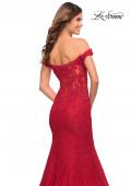 Picture of: Mermaid Lace Off the Shoulder Gown with Sheer Back in Red, Style: 30564, Detail Picture 6