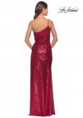 Picture of: One Shoulder Sequin Dress with Circle Cut Out in Red, Style: 31089, Detail Picture 6