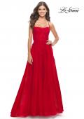 Picture of: A-line Tulle Gown with Floral Embroidery and Pockets in Red, Style: 31135, Detail Picture 6