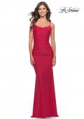 Picture of: Jeweled Modified Scoop Neck Jersey Dress with Open Back in Red, Style: 31218, Detail Picture 6
