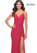 Picture of: Long Jersey Versatile Dress with Ruched Zipper in Red, Style: 31331, Detail Picture 6