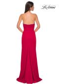 Picture of: Fabulous Jersey Dress with Rhinestones Lining the Top and HIgh Slit in Red , Style 32854, Detail Picture 6