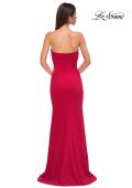Picture of: Simple Strapless Jersey Dress with Criss Cross Bodice in Red , Style 32863, Detail Picture 6