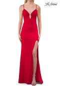 Picture of: Simple Jersey Gown with Cutout Bust and Open Cross-Back in Red, Style: 33745, Detail Picture 6