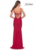 Picture of: Jeweled Modified Scoop Neck Jersey Dress with Open Back in Red, Style: 31218, Detail Picture 7