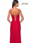 Picture of: Stretch Lace Gown with Boning Detail and Lace Up Back in Red, Style: 32237, Detail Picture 7