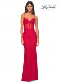 Picture of: Jersey Dress with Illusion Waist and Bustier Top in Red, Style: 32258, Detail Picture 7