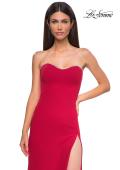 Picture of: Jersey Strapless Dress with Sweetheart Rhinestone Lined Neckline in Red , Style 32829, Detail Picture 7