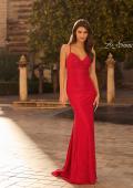 Picture of: Rhinestone Lace Gown with Crisscross Open Back in Red, Style: 33733, Detail Picture 7, Landscape