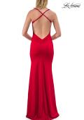 Picture of: Simple Jersey Gown with Cutout Bust and Open Cross-Back in Red, Style: 33745, Detail Picture 7