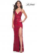 Picture of: Print Sequin Long Prom Dress with Lace Up Back in Red, Style: 31933, Detail Picture 8