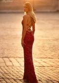 Picture of: Print Sequin Long Prom Dress with Lace Up Back in Red, Style: 31933, Back Picture