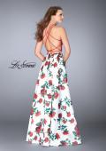Picture of: Two Piece Mikado Dress with Floral Print Skirt in Red/Multi, Style: 24692, Back Picture