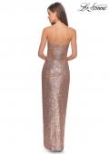 Picture of: Strapless Sequin Homecoming Dress with Tapered Skirt in Rose Gold, Style: 28180, Back Picture