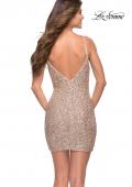 Picture of: Perfect Short Sequin Mini Dress with Deep V in Rose Gold, Style 30923, Back Picture