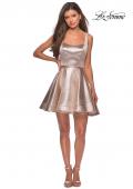 Picture of: Metallic Fit and Flare Short Homecoming Dress in Rose Gold, Style: 28181, Detail Picture 1