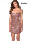 Picture of: Short Sequin Party Dress with Scoop Neckline in Rose Gold, Style: 29292, Detail Picture 1