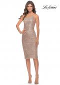 Picture of: Sequin Midi Evening Dress with One Shoulder in Rose Gold, Style: 30935, Detail Picture 1