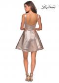 Picture of: Metallic Fit and Flare Short Homecoming Dress in Rose Gold, Style: 28181, Detail Picture 2
