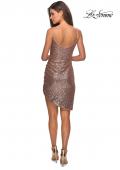 Picture of: Short Asymmetrical Sequined Dress with V-neckline in Rose Gold, Style: 28227, Detail Picture 2