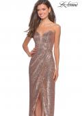 Picture of: Strapless Sequin Homecoming Dress with Tapered Skirt in Rose Gold, Style: 28180, Detail Picture 3