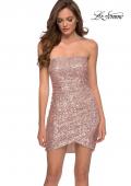 Picture of: Short Strapless Sequin Homecoming Dress with Ruching in Rose Gold, Style: 29410, Detail Picture 3
