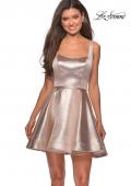 Picture of: Metallic Fit and Flare Short Homecoming Dress in Rose Gold, Style: 28181, Detail Picture 4