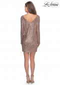 Picture of: Long Sleeve Sequined Shift Homecoming Dress in Rose Gold, Style: 28194, Detail Picture 6