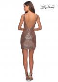 Picture of: Sequined Dress with Faux Wrap Skirt and Open Back in Rose Gold, Style: 28218, Detail Picture 6