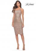 Picture of: Sequin Midi Evening Dress with One Shoulder in Rose Gold, Style: 30935, Detail Picture 6