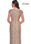 Picture of: Sequin Evening Dress with Ruching and V Neckline in Rose Gold, Style: 30865, Detail Picture 8
