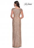 Picture of: Sequin Evening Dress with Ruching and V Neckline in Rose Gold, Style: 30865, Back Picture