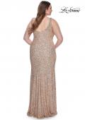Picture of: Fitted Stretch Sequin Plus Size Dress with V Neck in Rose Gold, Style: 31163, Detail Picture 8