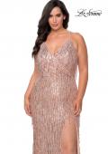 Picture of: Fringe Sequin Plus Size Prom Gown with Criss Cross Back in Rose Gold, Style: 29013, Detail Picture 1