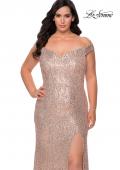Picture of: Sequin Plus Size Dress with Off the Shoulder Detail in Rose Gold, Style: 29023, Detail Picture 2