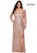 Picture of: Sequin Plus Size Dress with Off the Shoulder Detail in Rose Gold, Style: 29023, Detail Picture 7