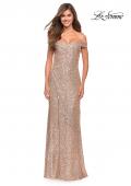 Picture of: Off the Shoulder Ruched Sequin Dress with Slit, Style: 29831, Detail Picture 8