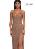 Picture of: Beautifully Beaded Long Evening Dress with V Neckline in Rose Gold, Style: 32928, Detail Picture 12