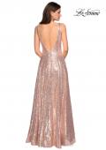Picture of: Fully sequin A Line Gown with Illusion Sides in Rose Gold, Style: 27061, Back Picture