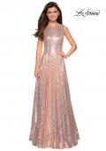Picture of: Fully sequin A Line Gown with Illusion Sides in Rose Gold, Style: 27061, Detail Picture 1