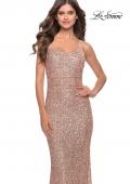 Picture of: Chic Soft Sequin Stretch Dress with Open Back in Jewel Tones in Rose Gold, Style: 31027, Detail Picture 1