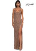 Picture of: Beautifully Beaded Long Evening Dress with V Neckline in Rose Gold, Style: 32928, Detail Picture 5