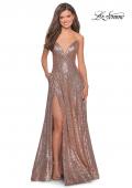 Picture of: Sequin A-line Prom Dress with Slit and Pockets in Rose Gold, Style: 28276, Detail Picture 6